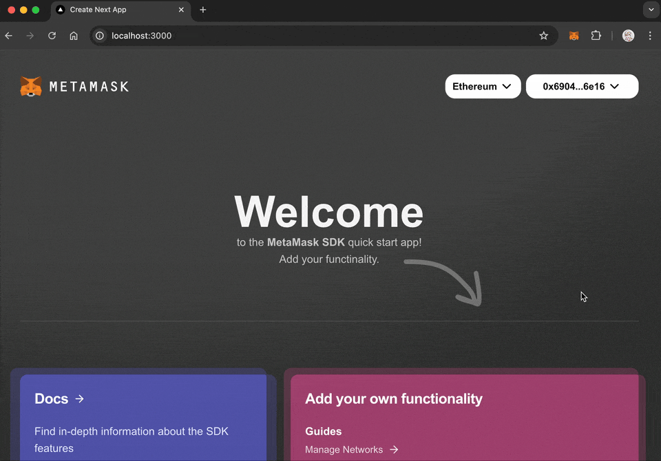 MetaMask Connect EVM network switching demonstration between Ethereum networks